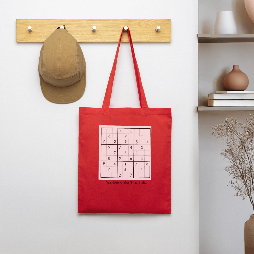 Sudoku Liar, Stoffbeutel aus Bio-Baumwolle - red