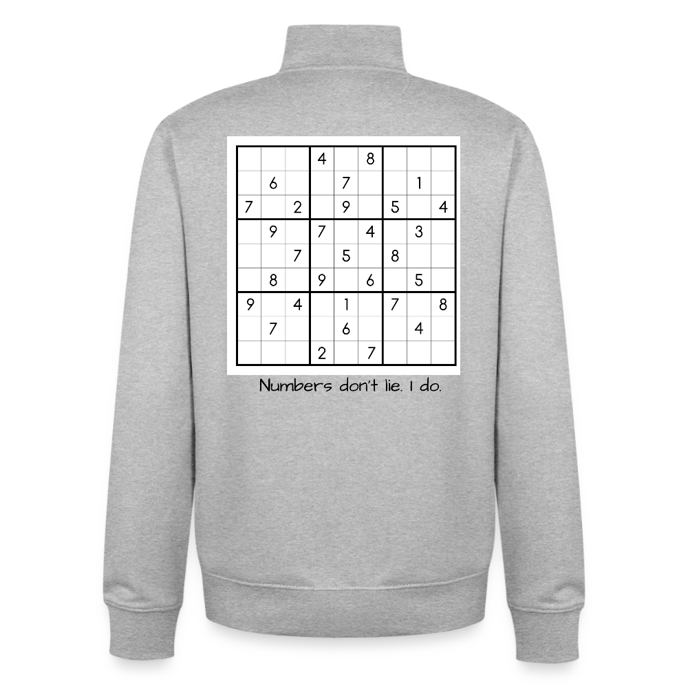 Sudoku Liar, unisex Sweatshirt-Jacke aus Bio-Baumwollgemisch - heather grey