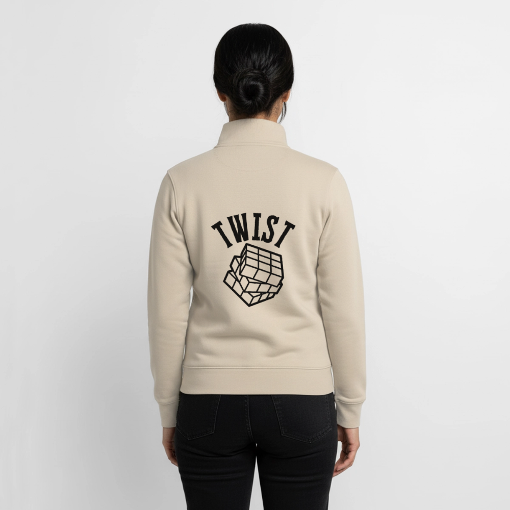 Zauberwürfel-Twist, unisex Sweatshirt-Jacke aus Bio-Baumwollgemisch - desert dust