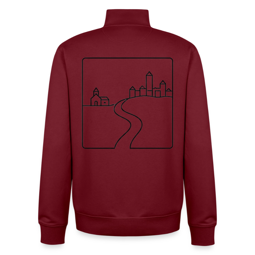 Place & Connect, unisex Sweatshirt-Jacke aus Bio-Baumwollgemisch - burgundy