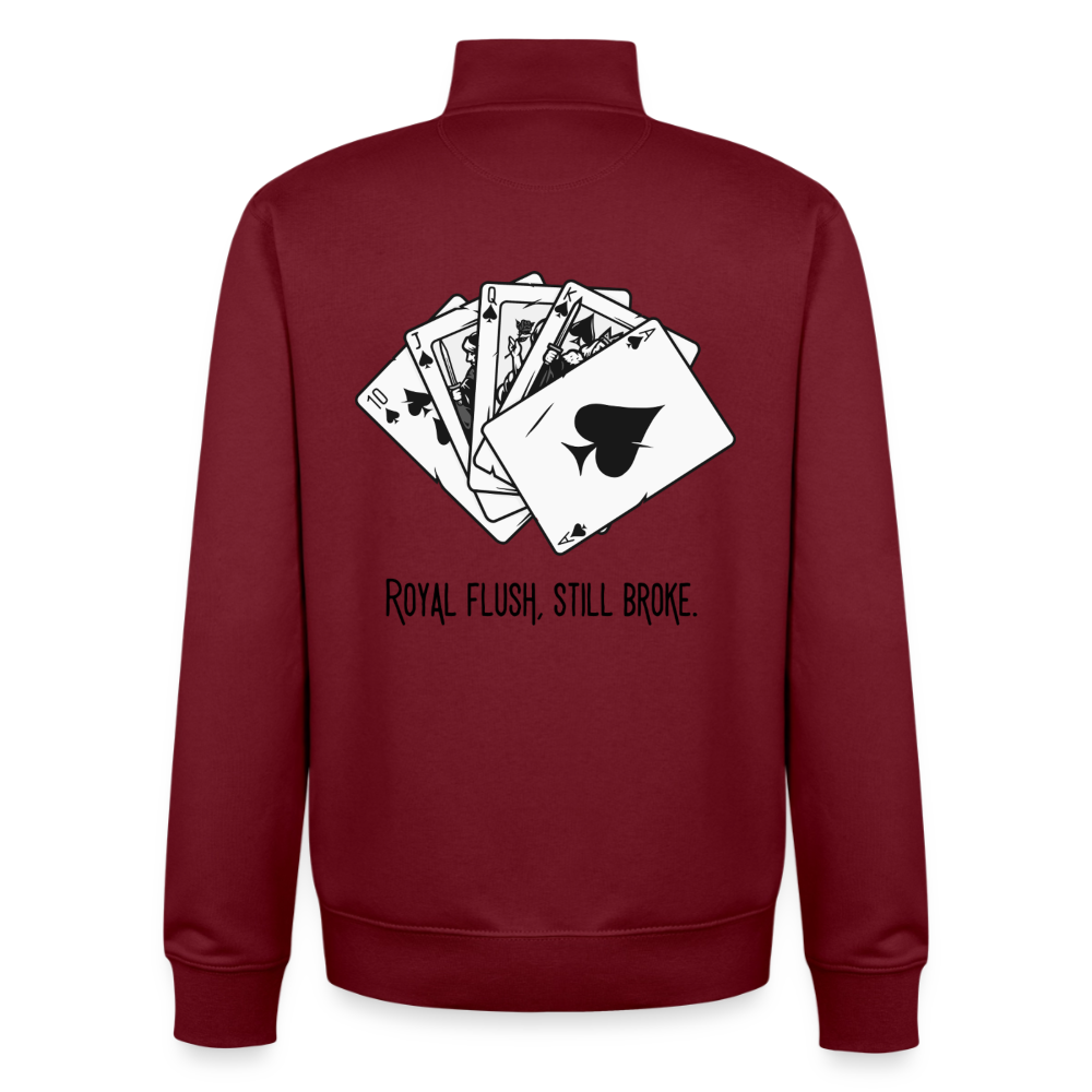 Royal Flush Broke, unisex Sweatshirt-Jacke aus Bio-Baumwollgemisch - burgundy