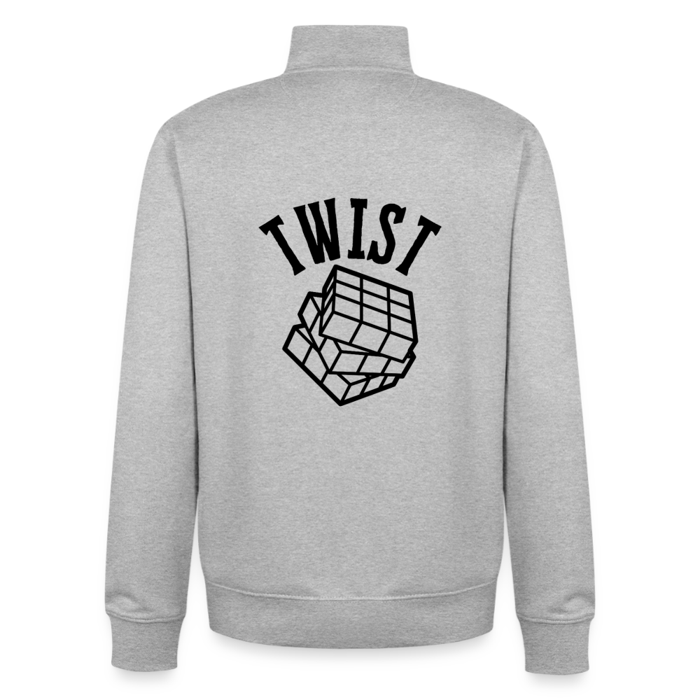 Zauberwürfel-Twist, unisex Sweatshirt-Jacke aus Bio-Baumwollgemisch - heather grey