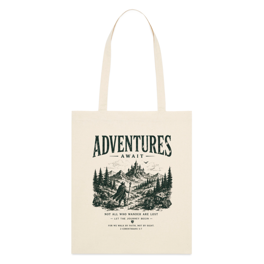Adventures Await, Stoffbeutel aus Bio-Baumwolle - Natur