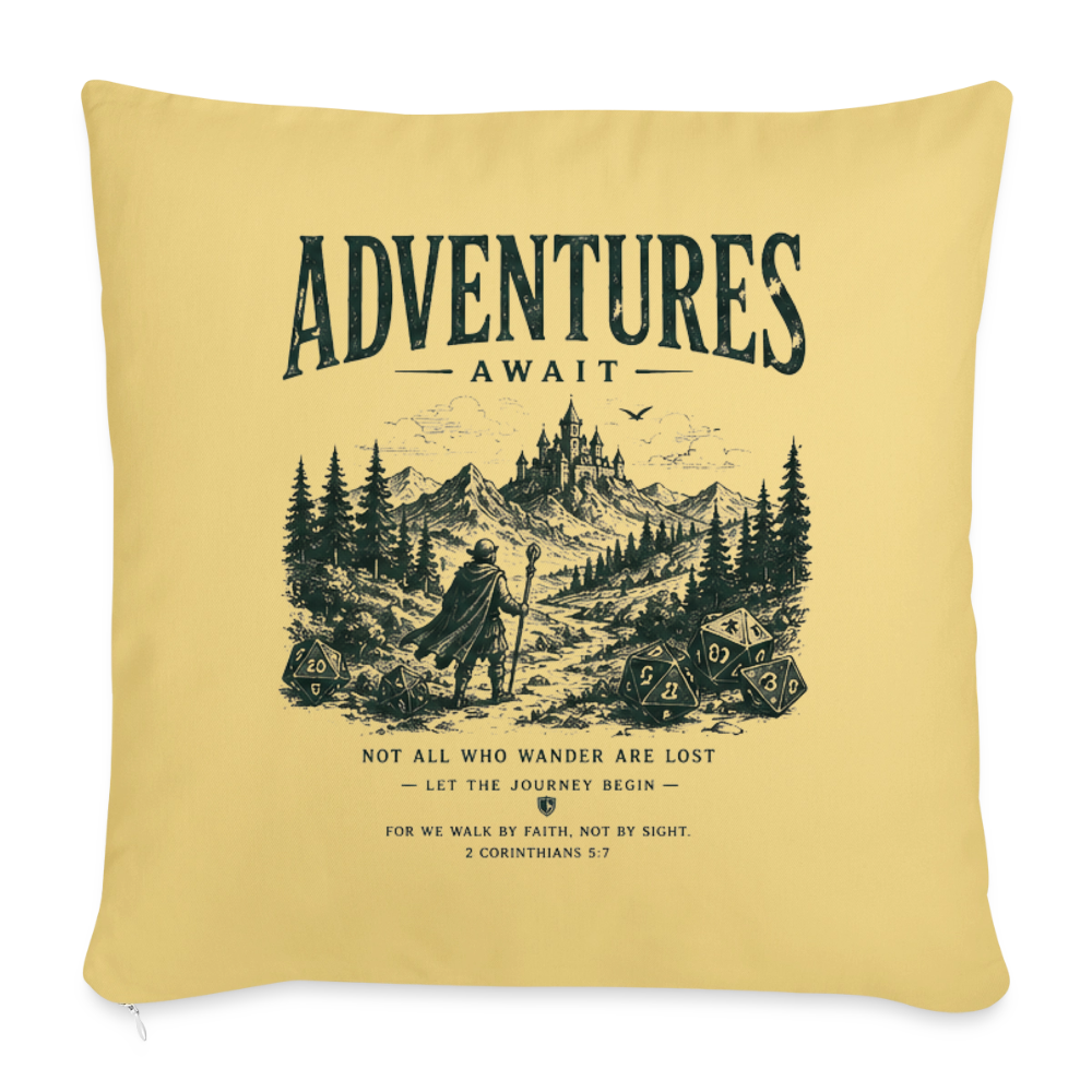 Adventures Await. - Sofakissen mit Füllung 44 x 44 cm - Hellgelb