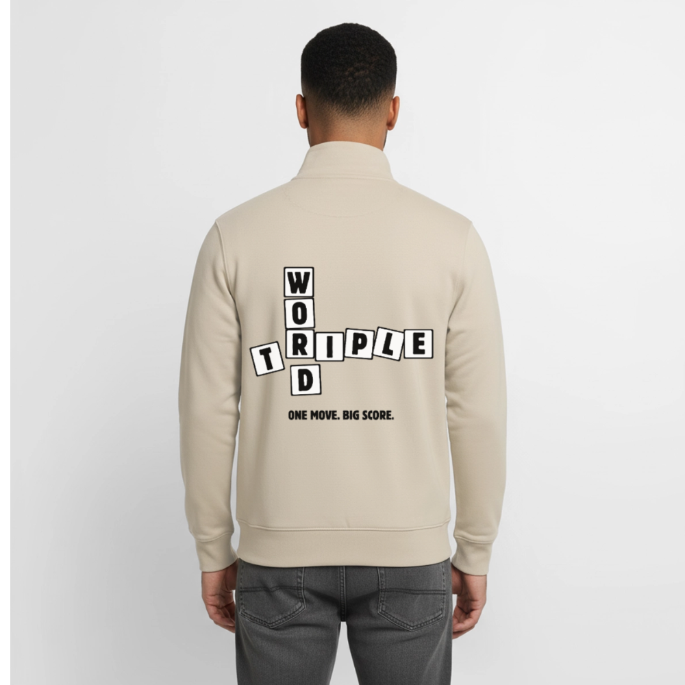 Every Letter Counts, unisex Sweatshirt-Jacke aus Bio-Baumwollgemisch - desert dust