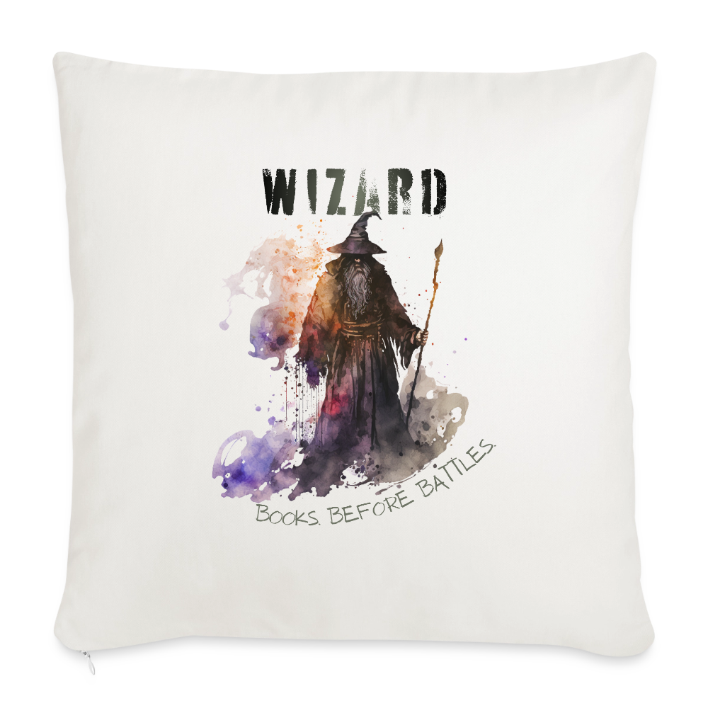 Wizard – Books Before Battles -  Sofakissen mit Füllung 44 x 44 cm - Naturweiß 