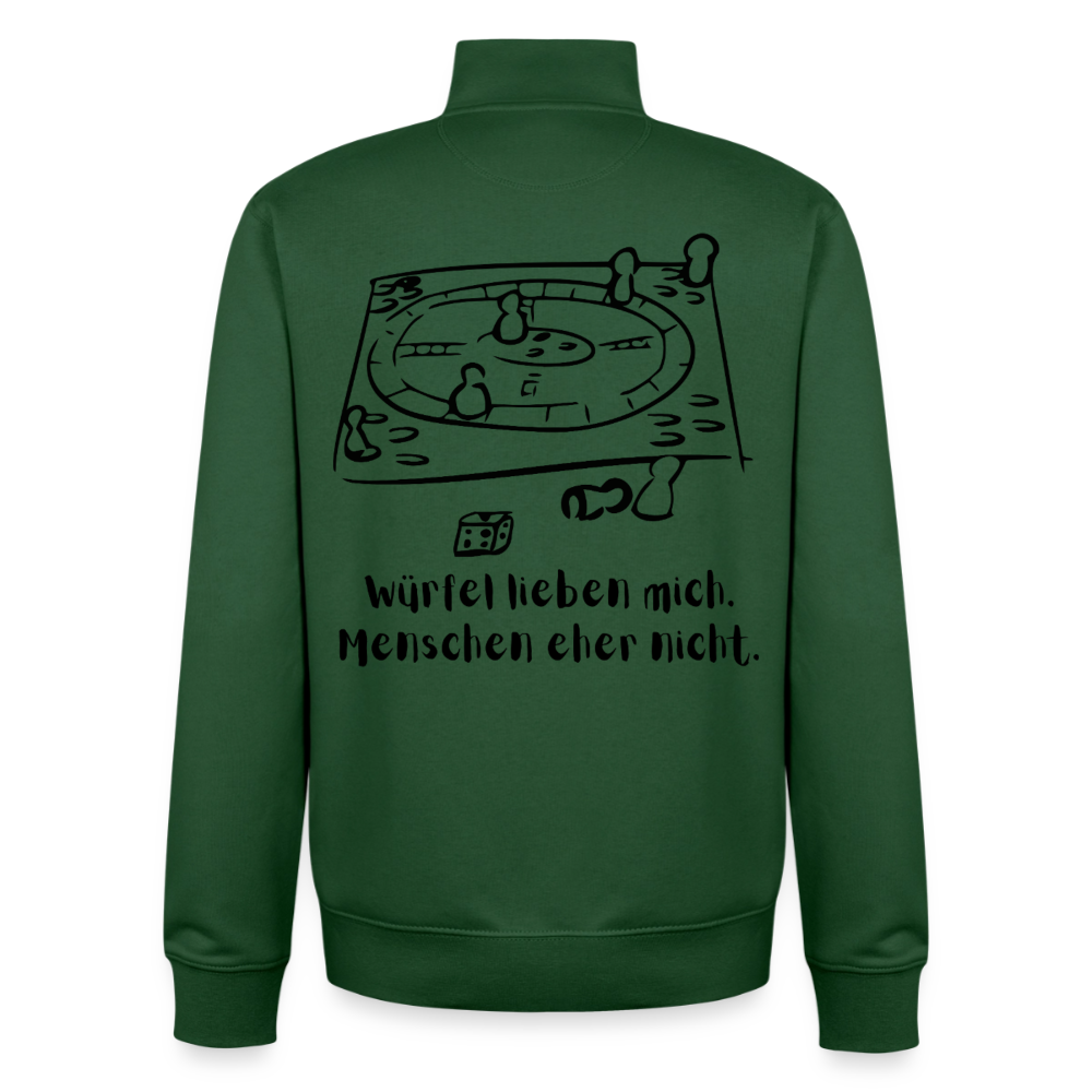 Würfel-Liebe , unisex Sweatshirt-Jacke aus Bio-Baumwollgemisch - bottle green
