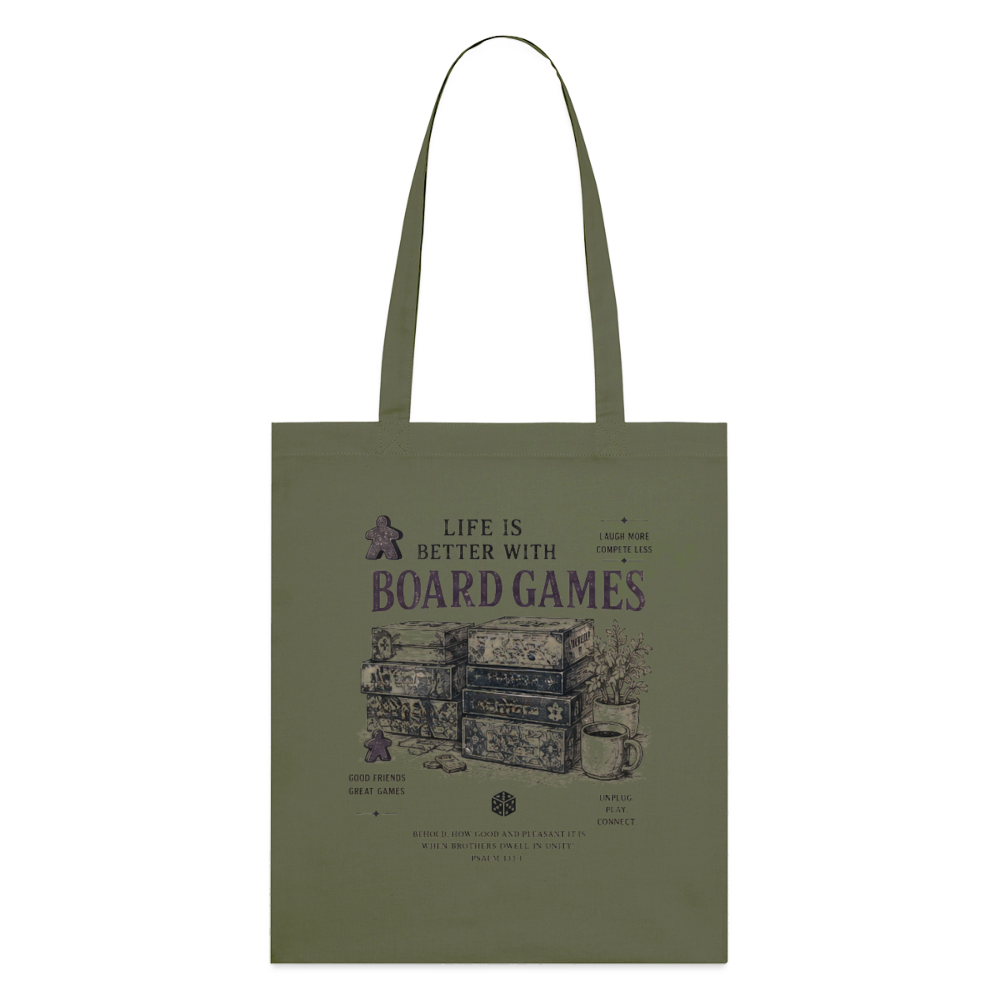 Life Is Better With Board Games, Stoffbeutel aus Bio-Baumwolle - Khaki