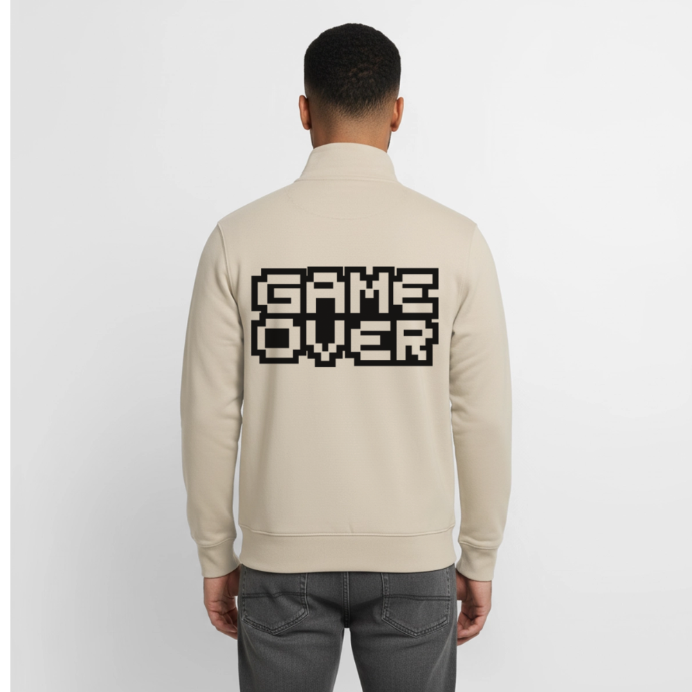 "GAME OVER"-Retro, unisex Sweatshirt-Jacke aus Bio-Baumwollgemisch - desert dust