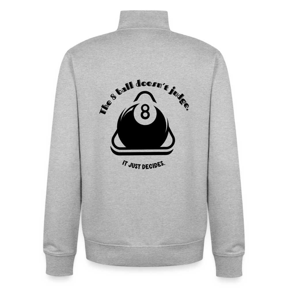 8-Ball Decides, unisex Sweatshirt-Jacke aus Bio-Baumwollgemisch - heather grey