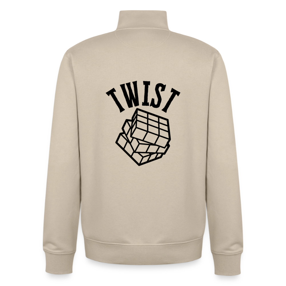Zauberwürfel-Twist, unisex Sweatshirt-Jacke aus Bio-Baumwollgemisch - desert dust