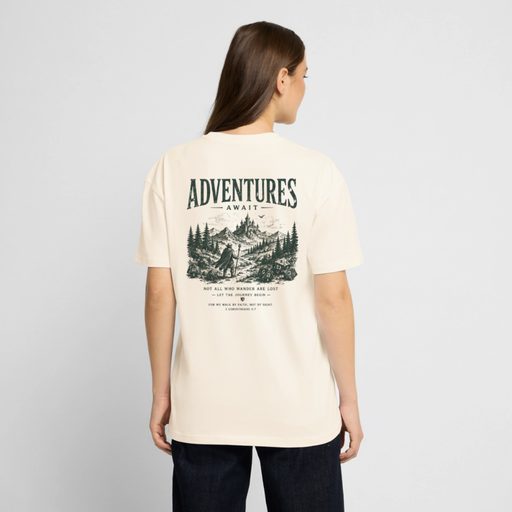 Adventure Await, unisex Oversized T-Shirt - Creme