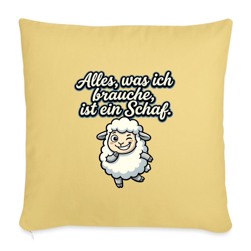 Alles, was ich brauche, ist ein Schaf!  - Sofakissen mit Füllung 44 x 44 cm - Hellgelb