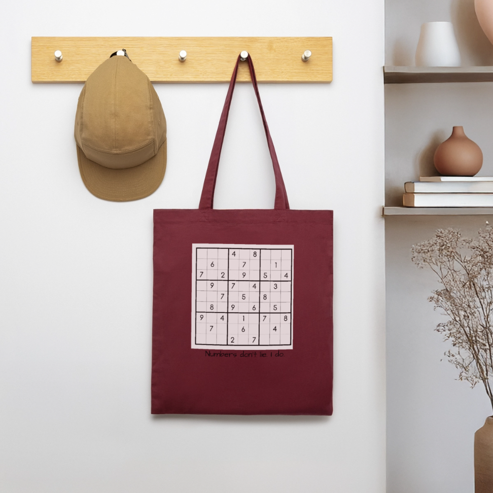 Sudoku Liar, Stoffbeutel aus Bio-Baumwolle - burgundy