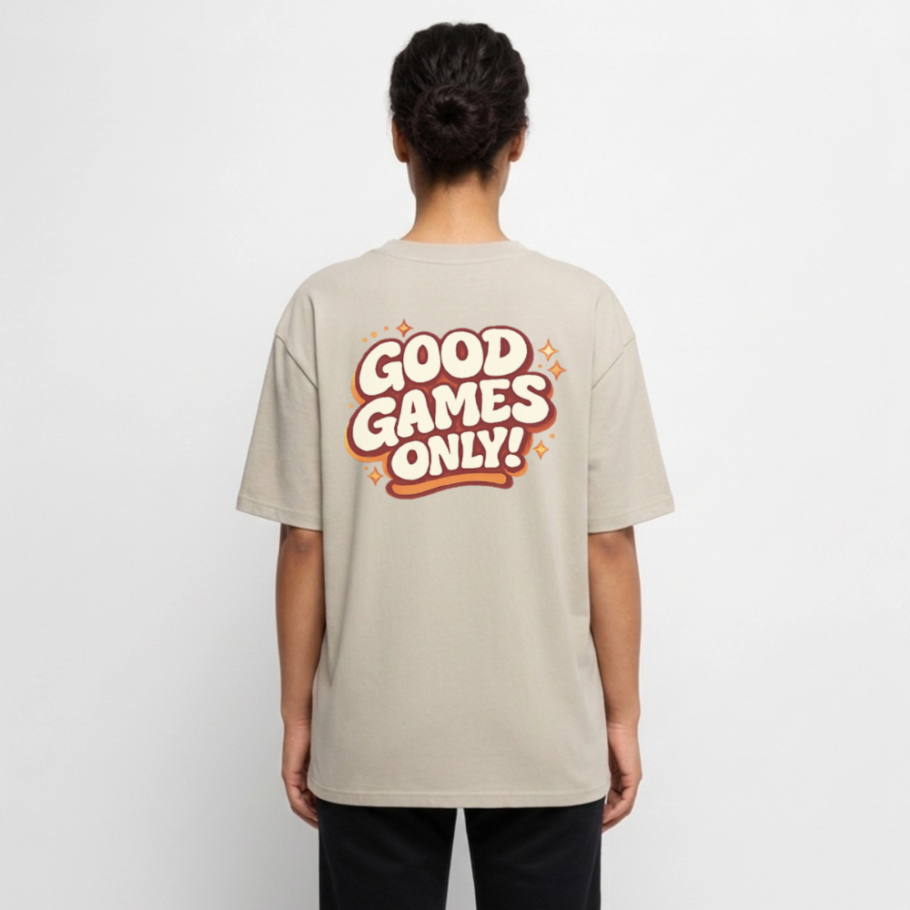 Good Games Only, Oversized unisex T-Shirt aus Bio-Baumwolle - Beige