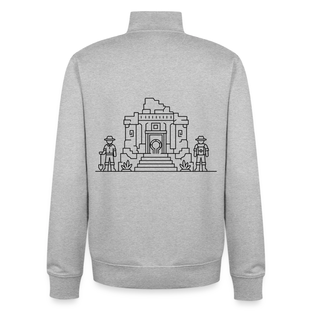 Hidden Ruins, unisex Sweatshirt-Jacke aus Bio-Baumwollgemisch - heather grey