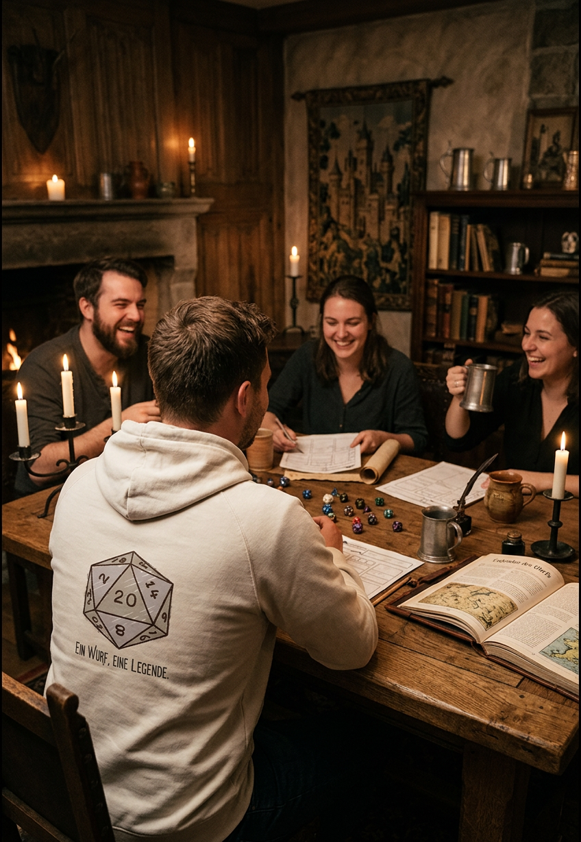 D20-Legende, unisex Kapuzenpullover aus Bio-Baumwollgemisch