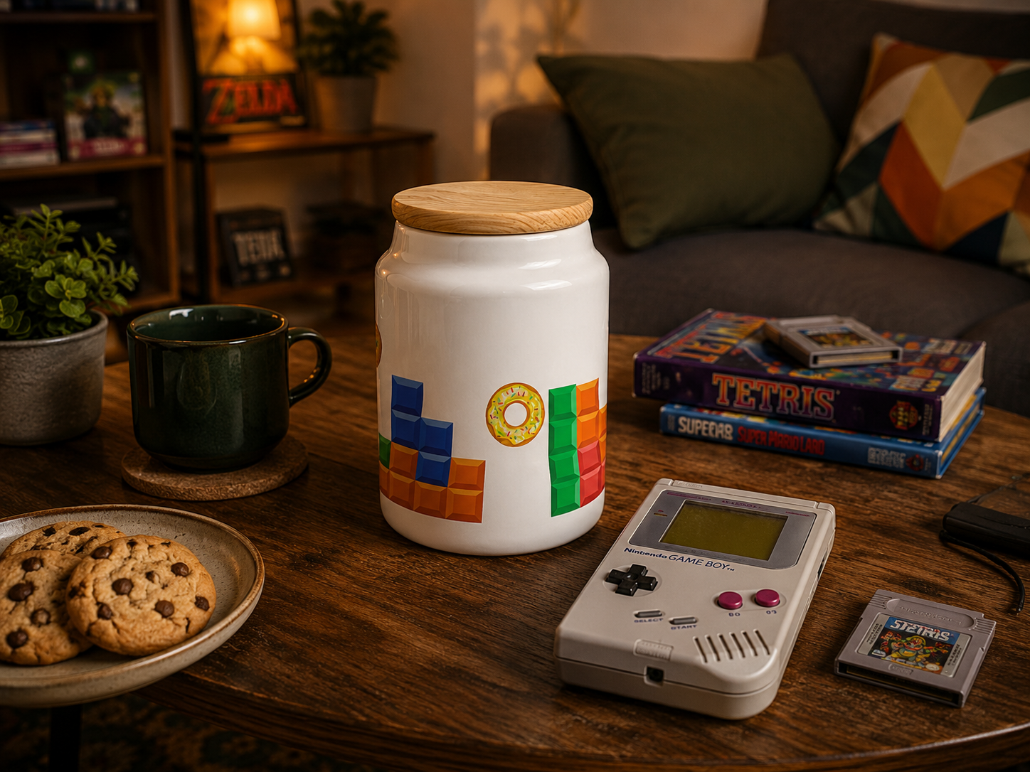 Gaming Proviant -  Keksdose mit Holzdeckel