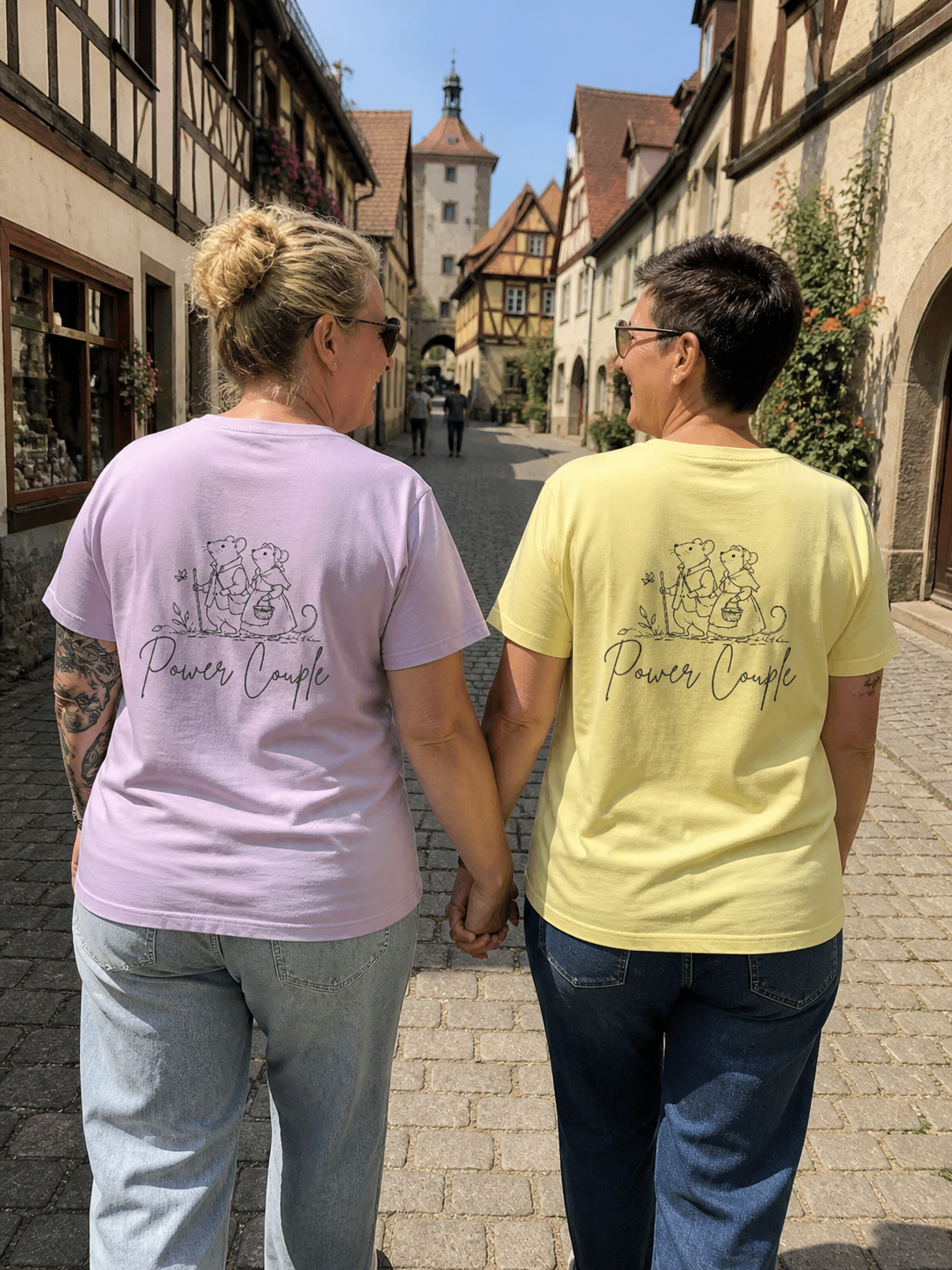Power Couple, unisex T-Shirt aus Bio-Baumwolle in Umstellung