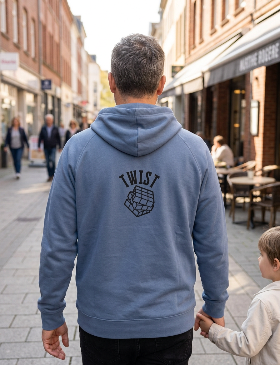 Zauberwürfel-Twist, unisex Kapuzenpullover aus Bio-Baumwollgemisch