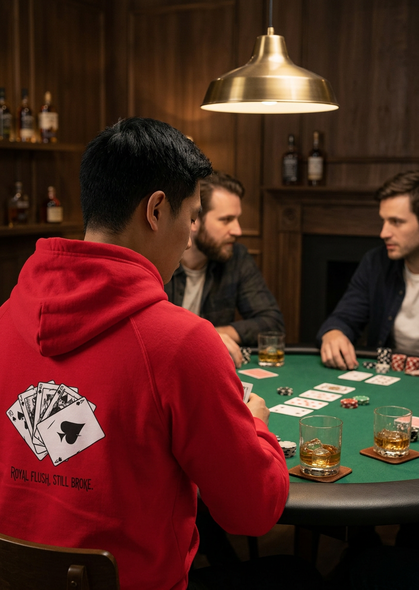 Royal Flush, Still Broke, unisex Kapuzenpullover aus Bio-Baumwollgemisch