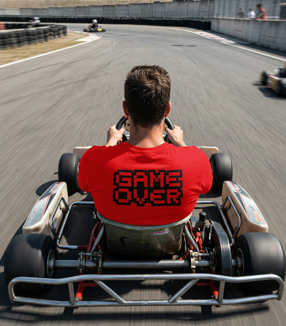 "GAME OVER"-Retro, unisex T-Shirt aus Bio-Baumwolle in Umstellung