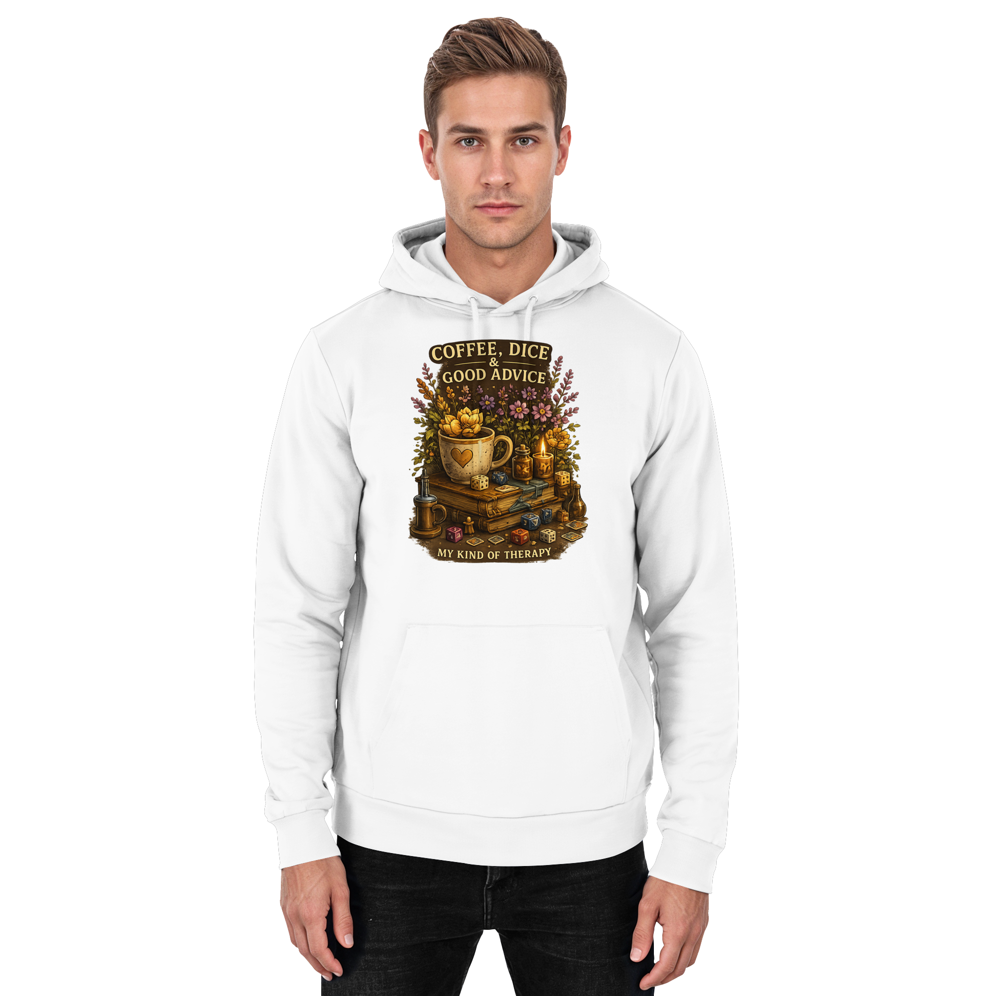 Coffee, Dice & Good Advice - Basic Unisex Hoodie
