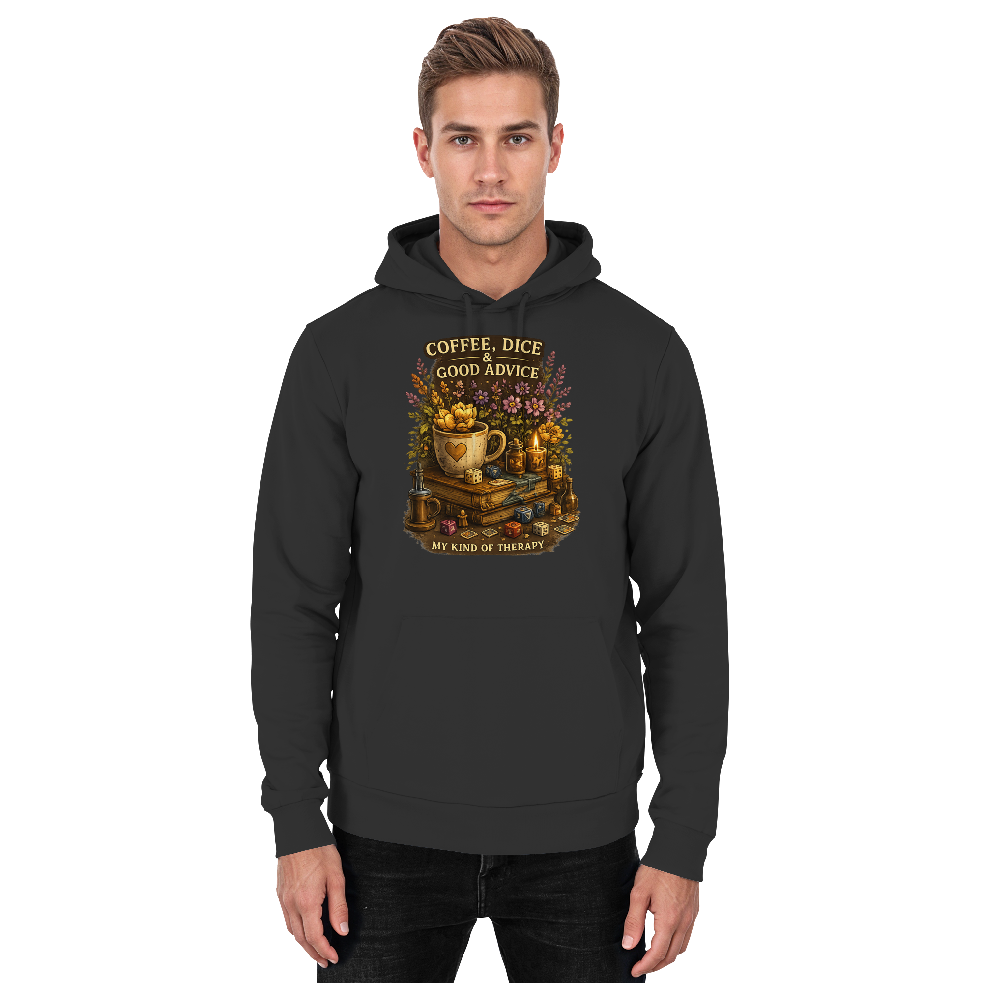 Coffee, Dice & Good Advice - Basic Unisex Hoodie