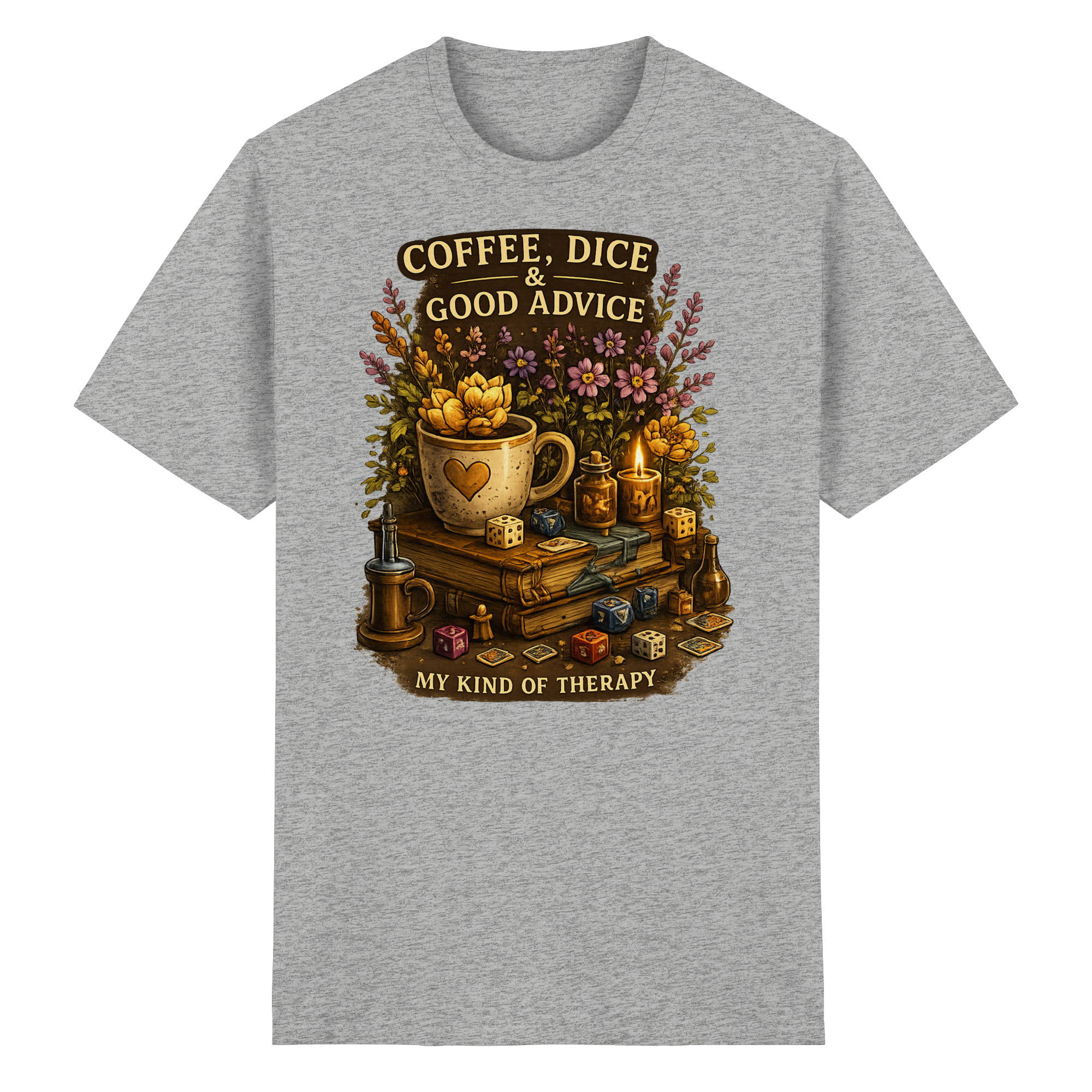 Coffee, Dice & Good Advice - Heavy Cotton T-Shirt