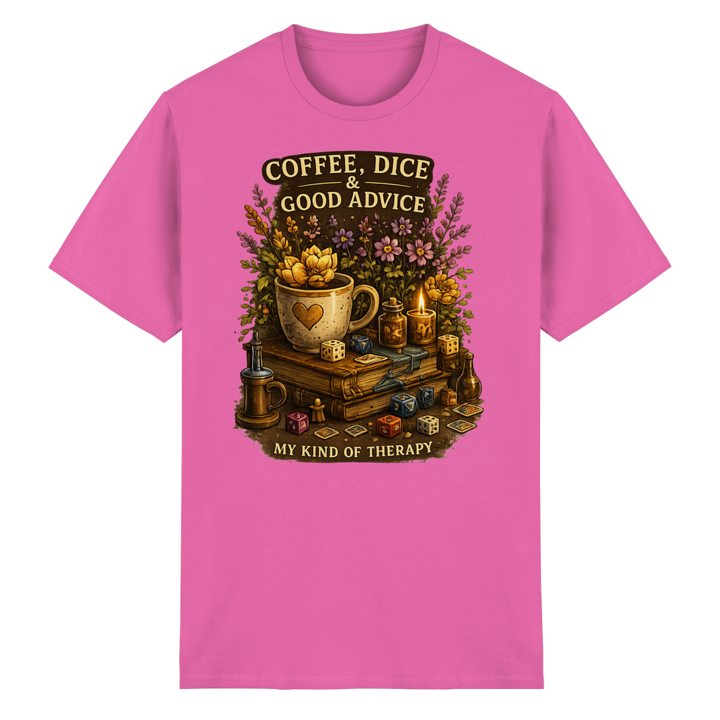 Coffee, Dice & Good Advice - Heavy Cotton T-Shirt