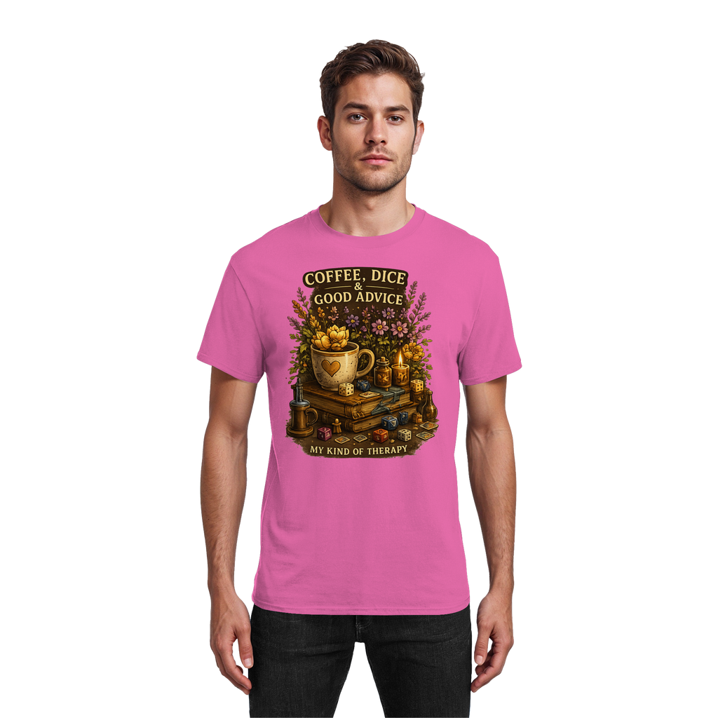 Coffee, Dice & Good Advice - Heavy Cotton T-Shirt