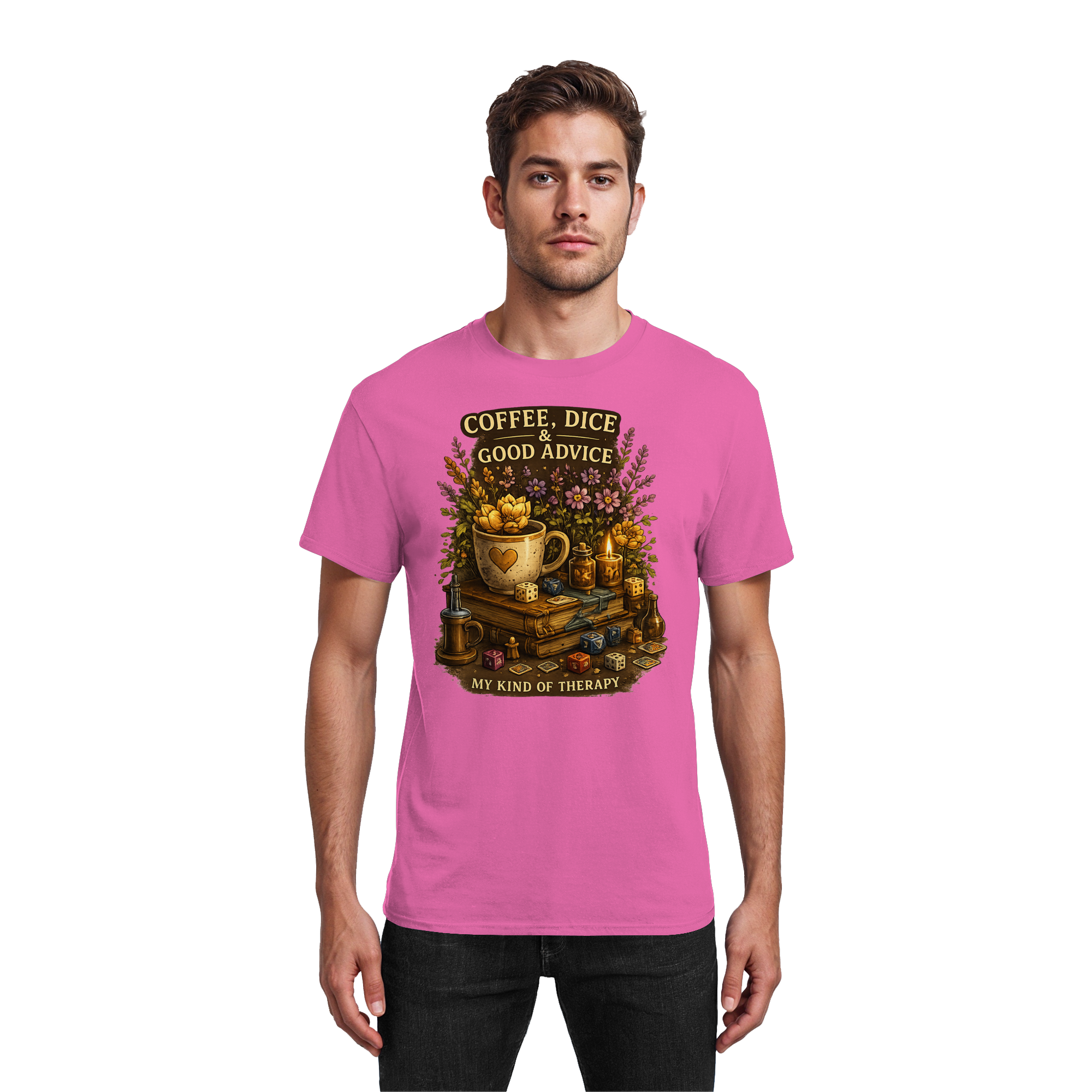 Coffee, Dice & Good Advice - Heavy Cotton T-Shirt