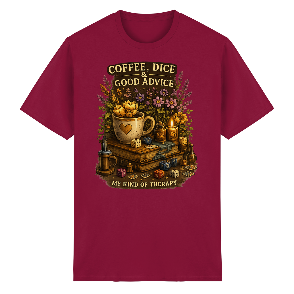 Coffee, Dice & Good Advice - Heavy Cotton T-Shirt