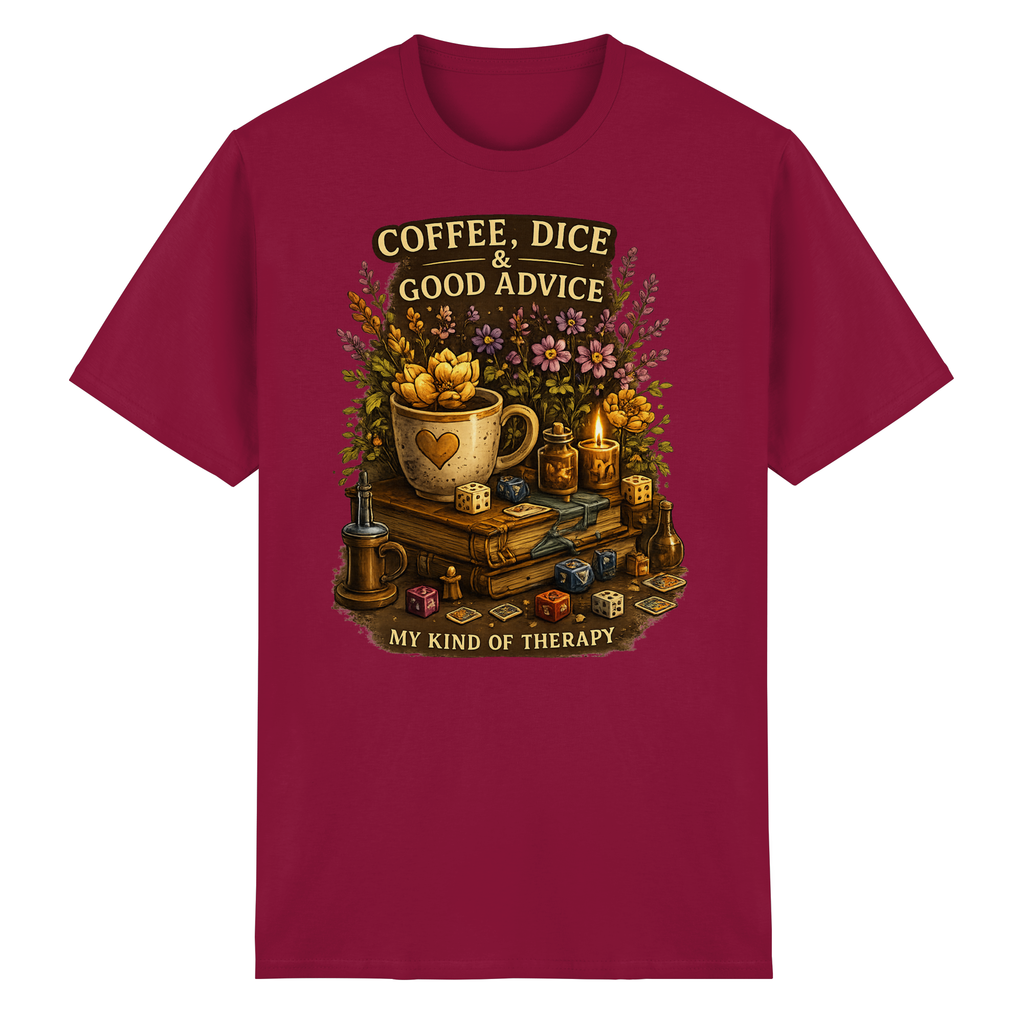 Coffee, Dice & Good Advice - Heavy Cotton T-Shirt