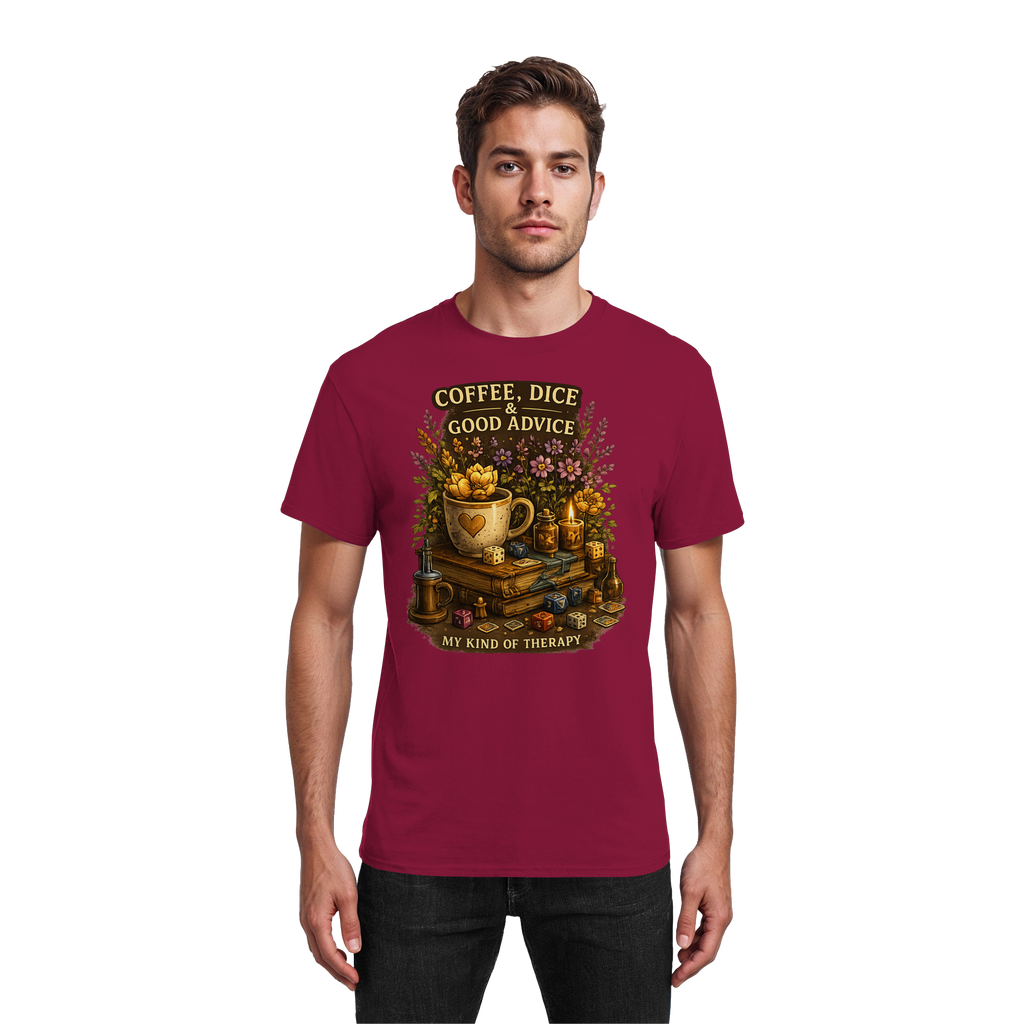 Coffee, Dice & Good Advice - Heavy Cotton T-Shirt