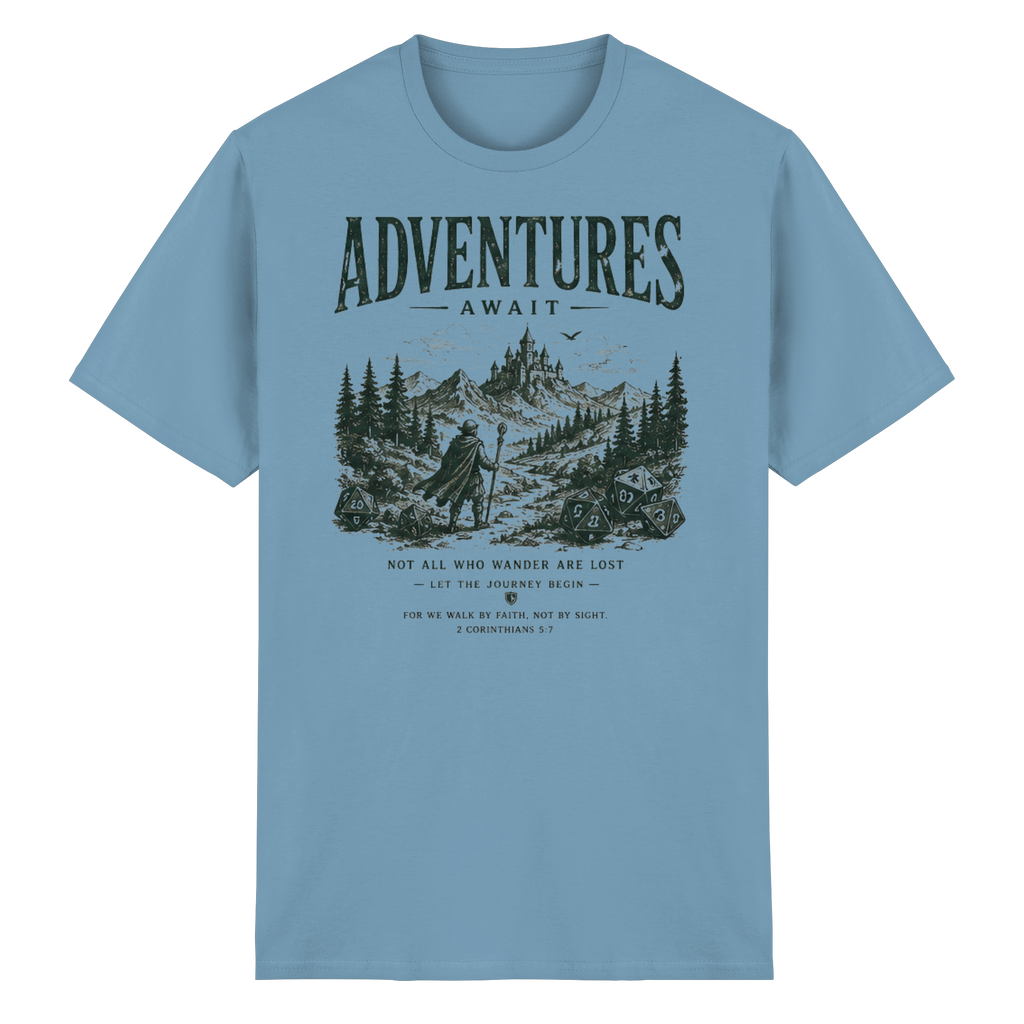 Adventures Await. - Heavy Cotton T-Shirt