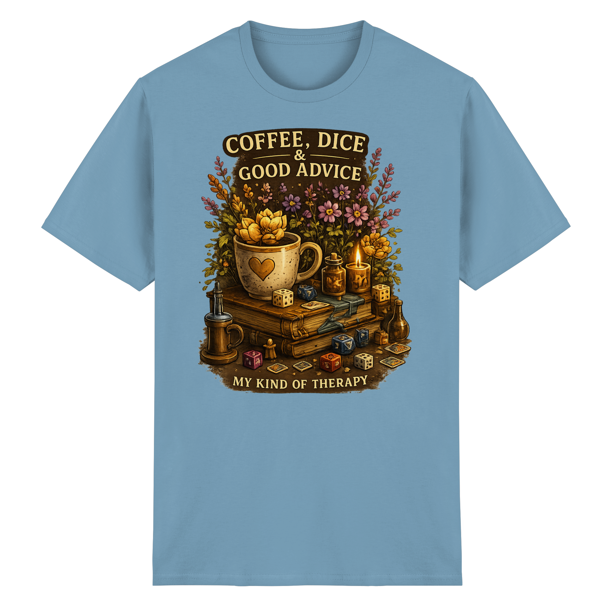 Coffee, Dice & Good Advice - Heavy Cotton T-Shirt