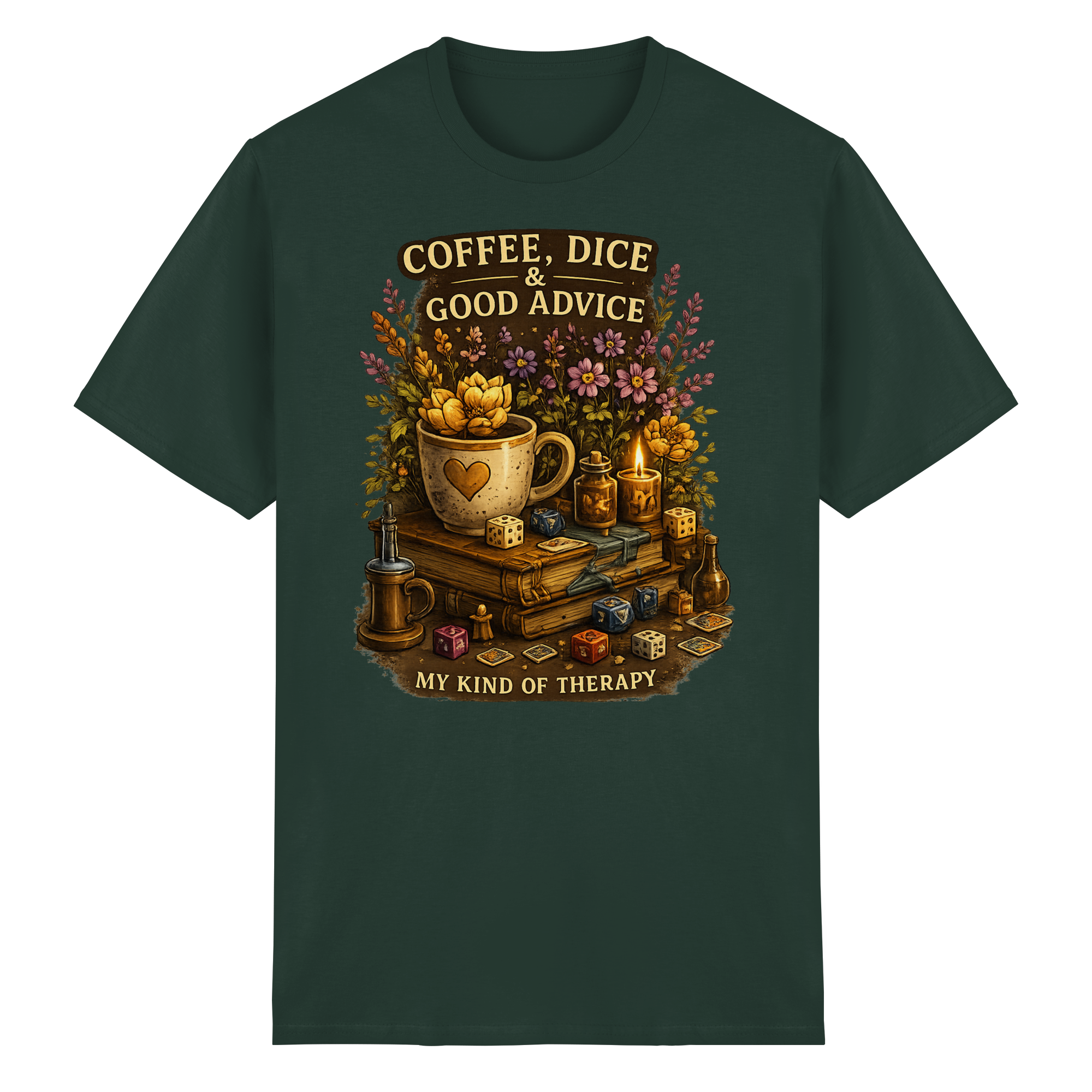 Coffee, Dice & Good Advice - Heavy Cotton T-Shirt