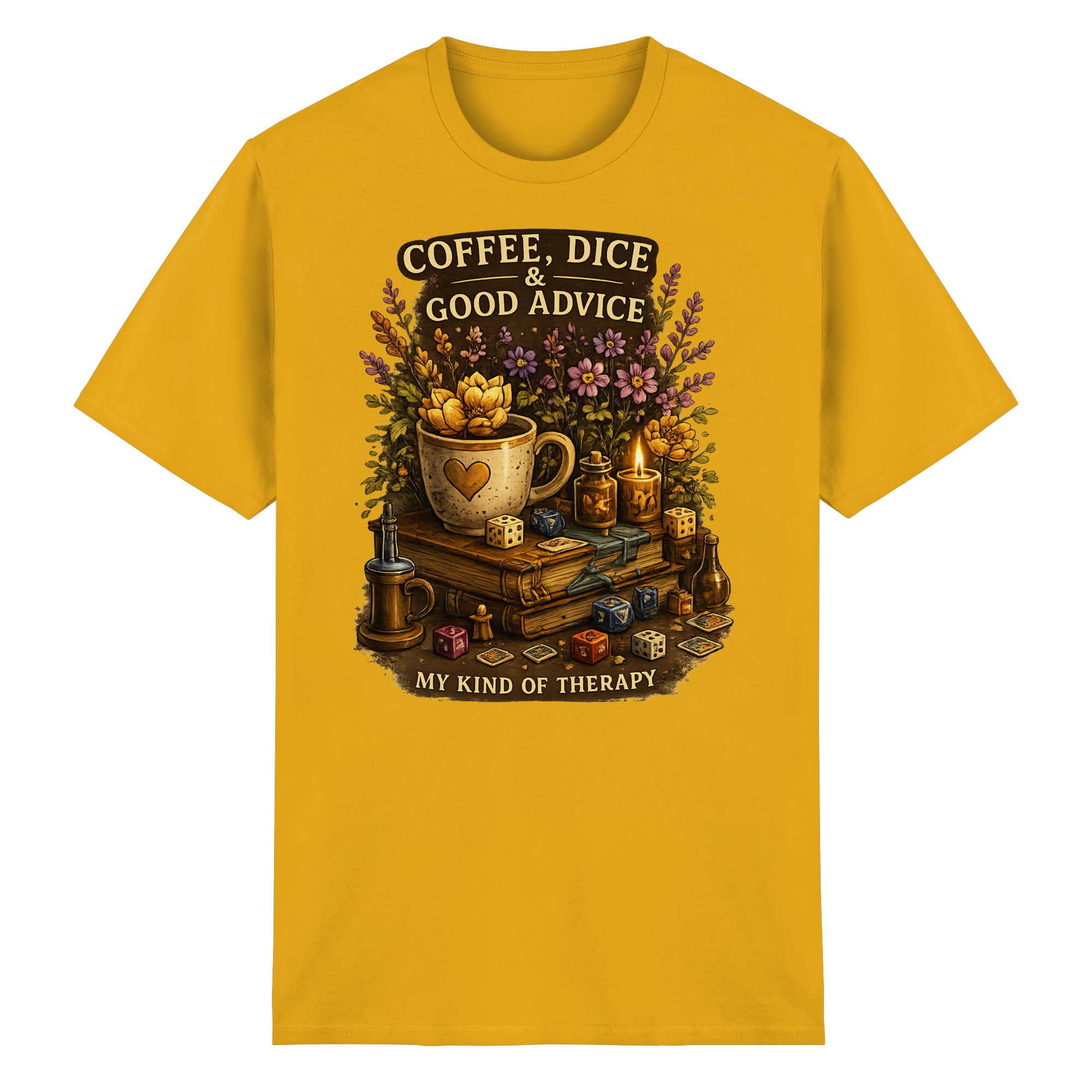 Coffee, Dice & Good Advice - Heavy Cotton T-Shirt