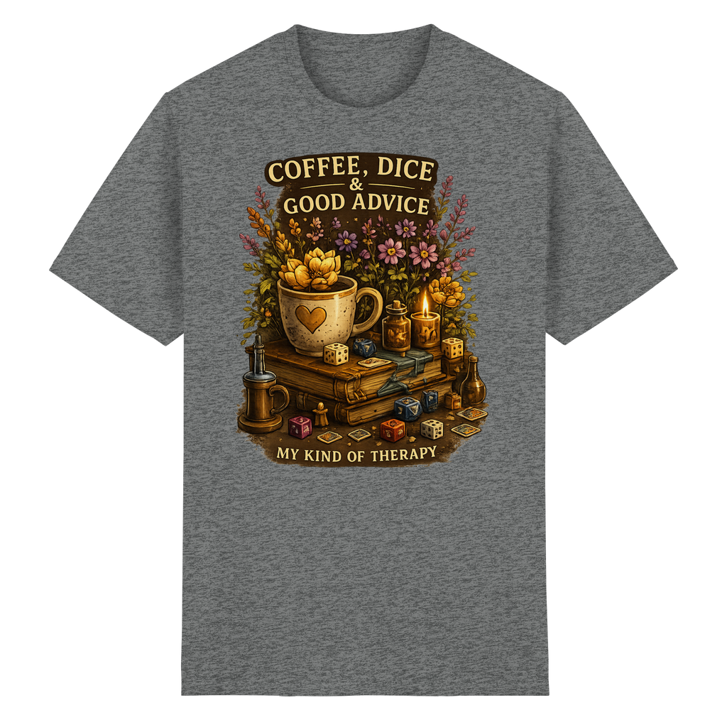 Coffee, Dice & Good Advice - Heavy Cotton T-Shirt