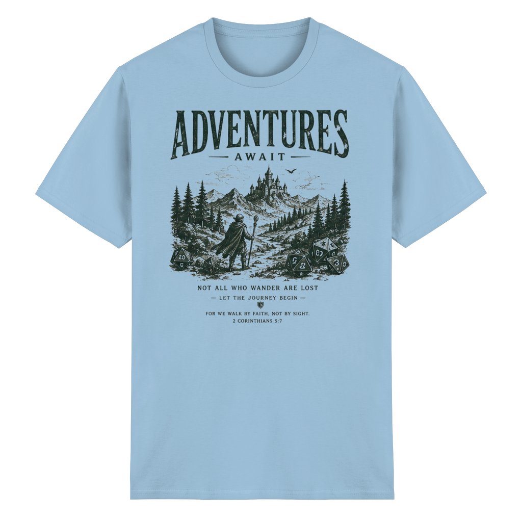 Adventures Await. - Heavy Cotton T-Shirt