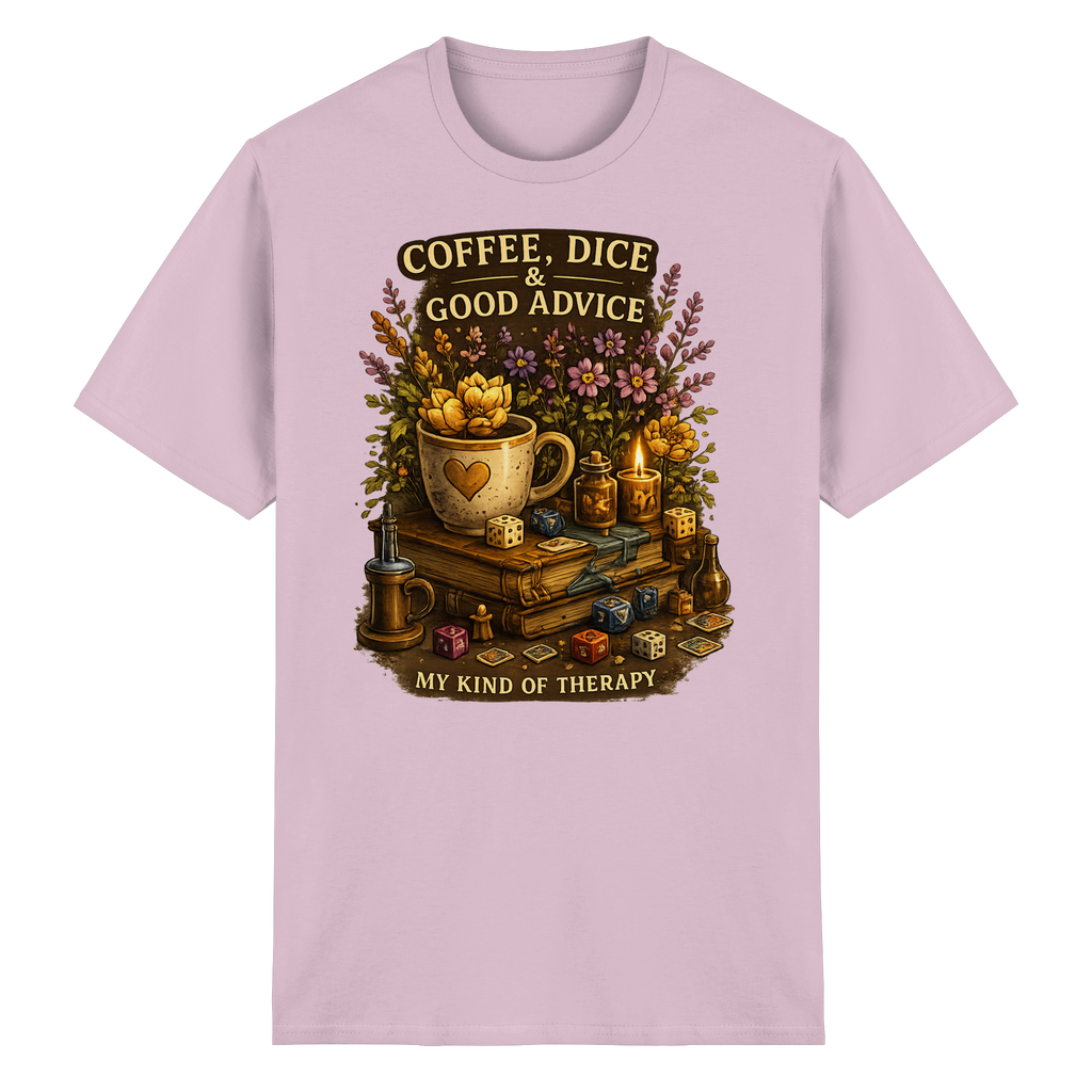 Coffee, Dice & Good Advice - Heavy Cotton T-Shirt