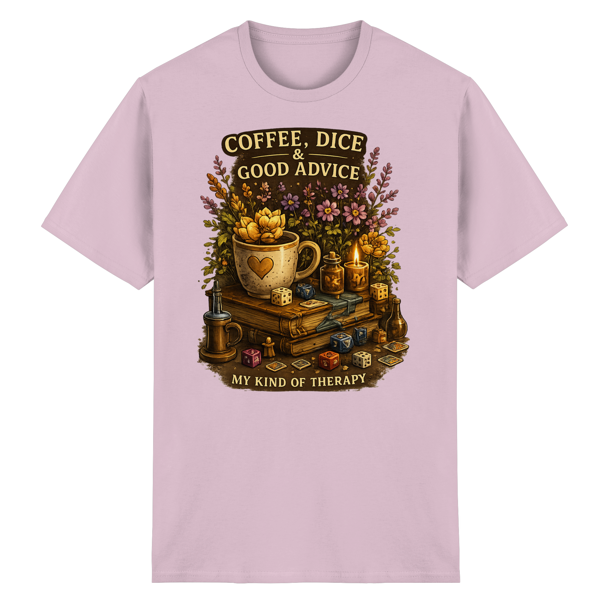 Coffee, Dice & Good Advice - Heavy Cotton T-Shirt