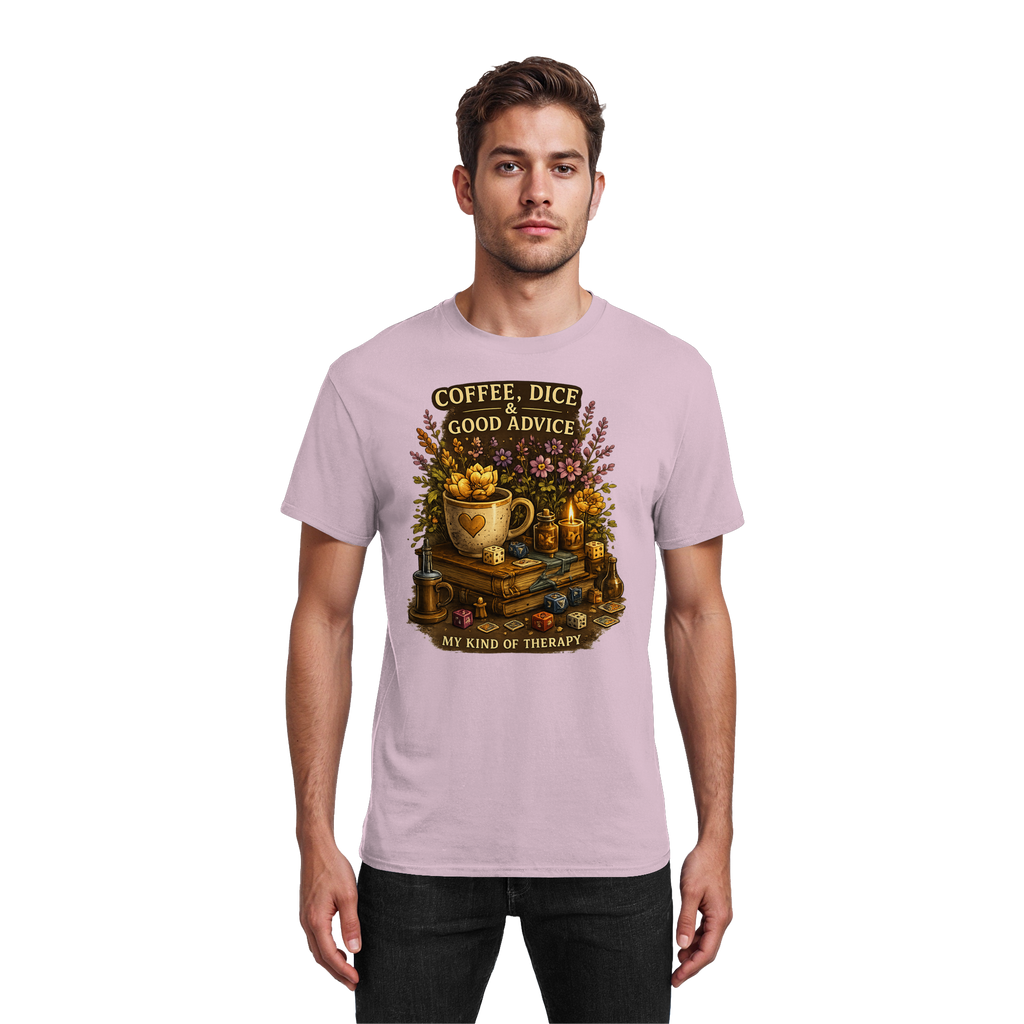 Coffee, Dice & Good Advice - Heavy Cotton T-Shirt