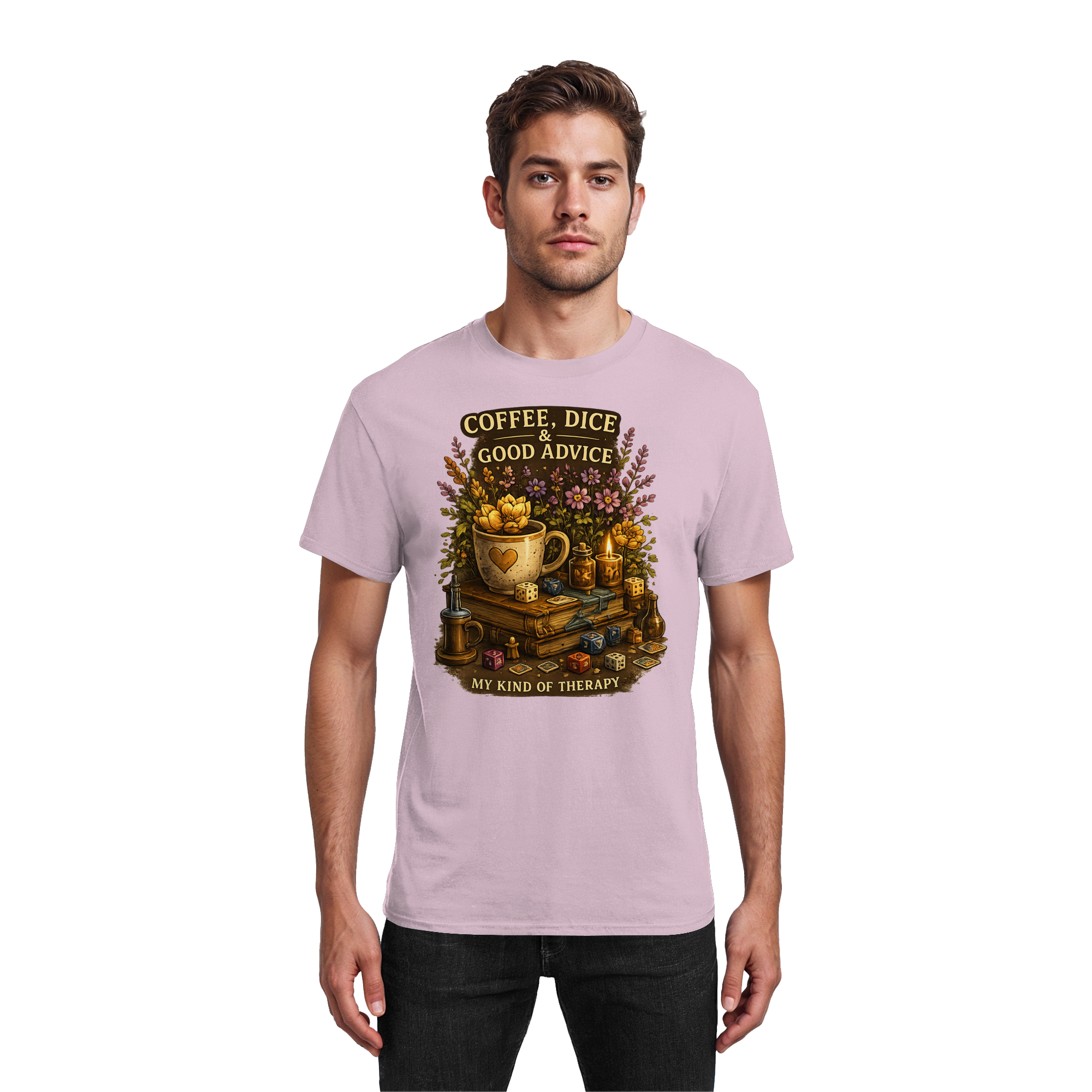 Coffee, Dice & Good Advice - Heavy Cotton T-Shirt