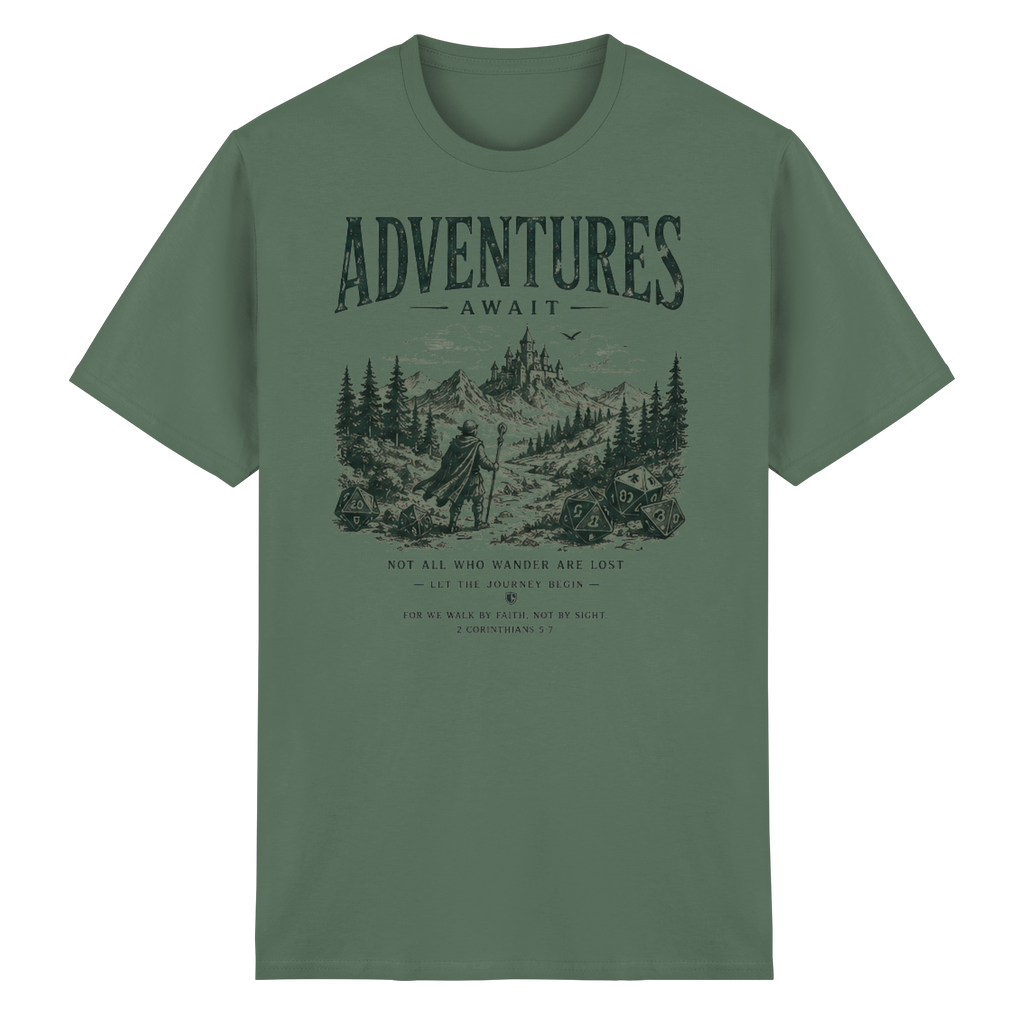 Adventures Await. - Heavy Cotton T-Shirt
