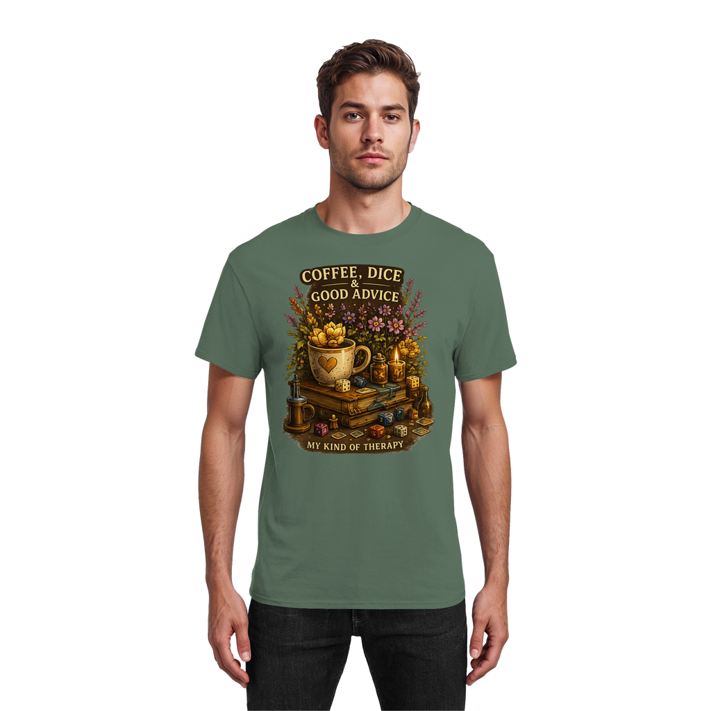 Coffee, Dice & Good Advice - Heavy Cotton T-Shirt