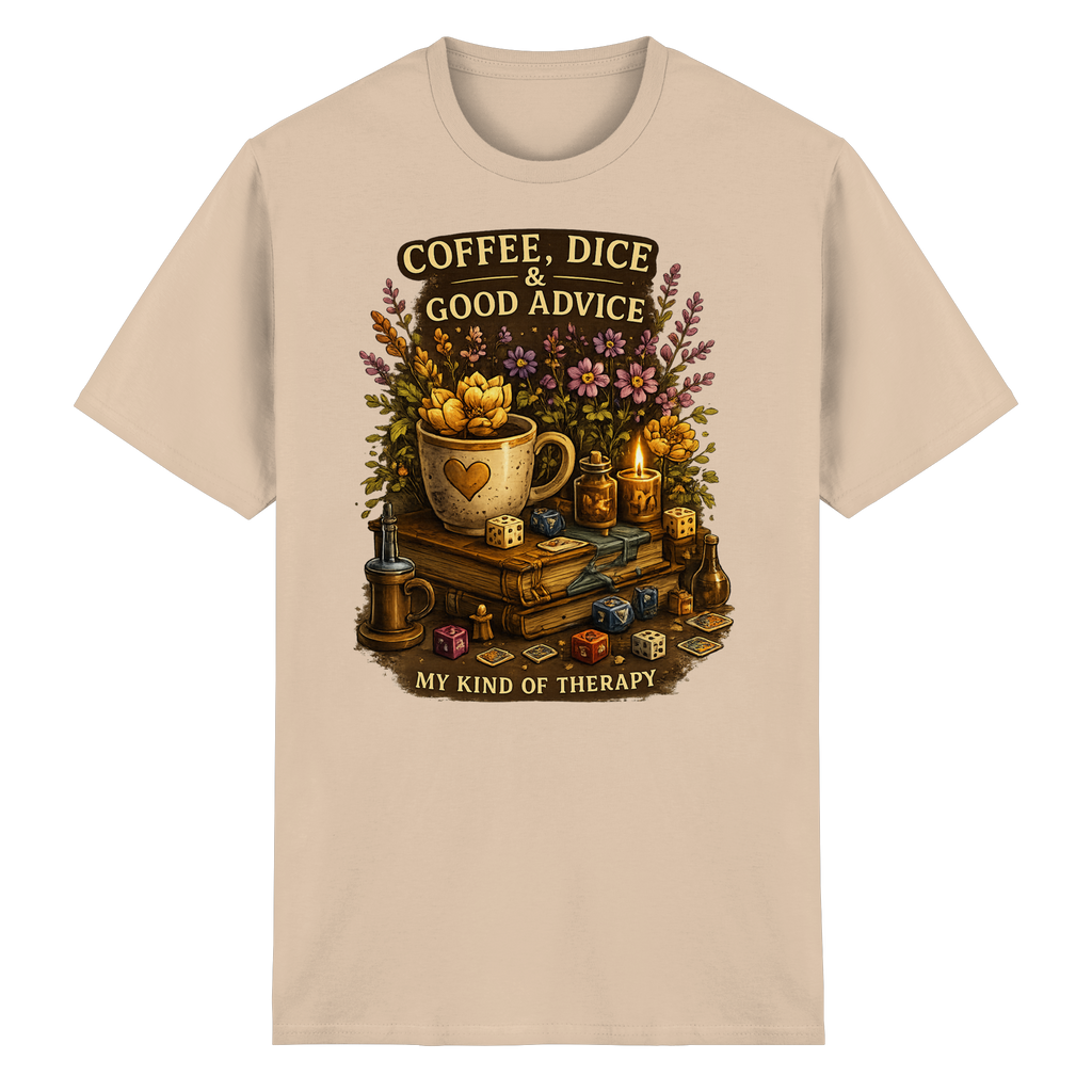 Coffee, Dice & Good Advice - Heavy Cotton T-Shirt