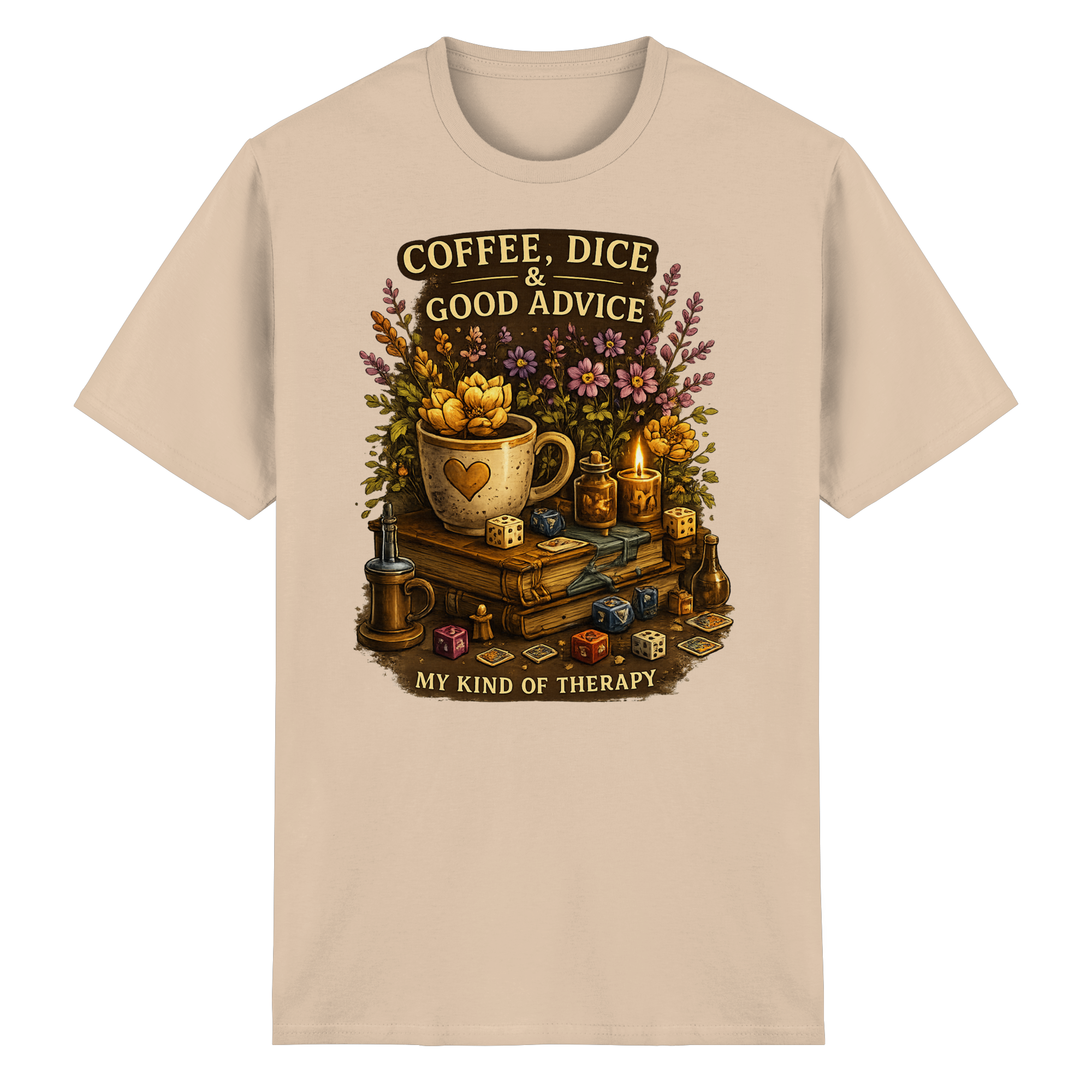 Coffee, Dice & Good Advice - Heavy Cotton T-Shirt