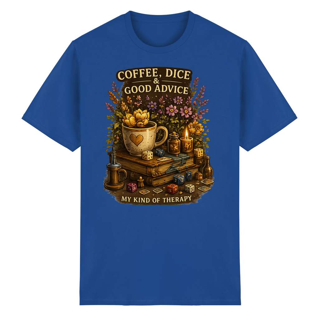 Coffee, Dice & Good Advice - Heavy Cotton T-Shirt